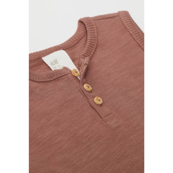 H&M Sleeveless Romper Dark Old Rose Brown Size 4-6 Months Organic Cotton - Picture 6 of 6